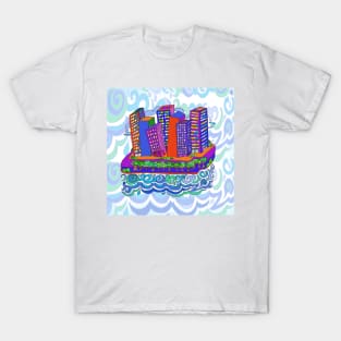 City Skyline on the Wavy Water T-Shirt